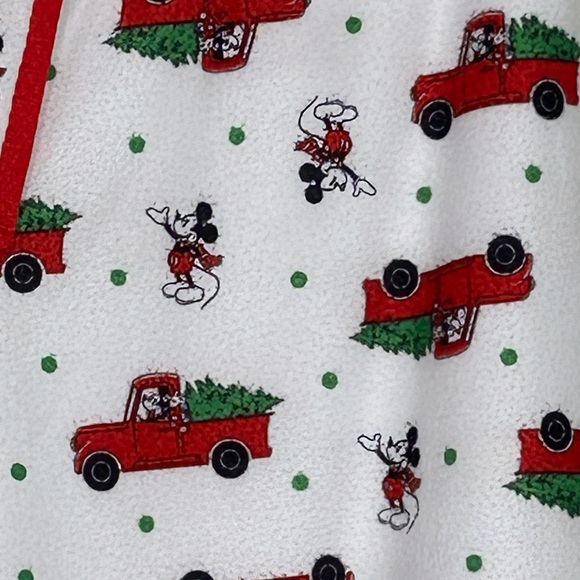 Disney Christmas Pajama Set Mickey Mouse Red Truck Women's Large White Xmas Tree - Picture 14 of 16